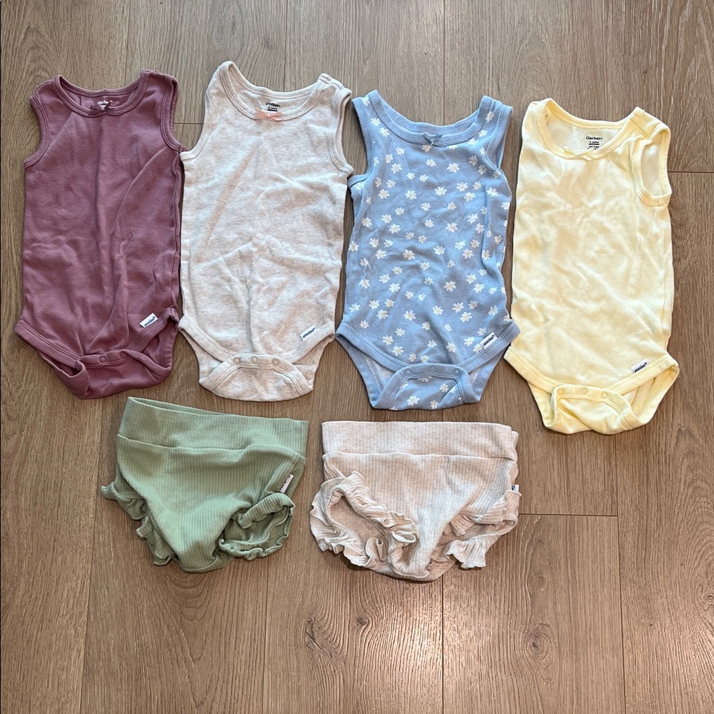 Carter's Baby Girls' Sleeveless Ribbed One-Piece Bodysuits - Multi Color Set